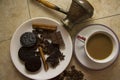 Choco with coffee and cinnamon 18 Royalty Free Stock Photo