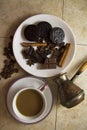 Choco with coffee and cinnamon 17 Royalty Free Stock Photo