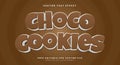 Choco Cookies 3D Cartoon style editable text effect Royalty Free Stock Photo