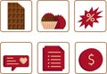 Flat icon set. Chocolate bar candie. Sweet business highlights