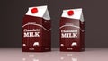 Choco milk carton boxes. 3d illustration