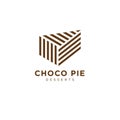 Choco pie bakery logo. Cakes, fresh pastry to order. A piece of cake consist of brown lines. Royalty Free Stock Photo