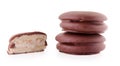 choco pie chocolate biscuits isolated on white Royalty Free Stock Photo