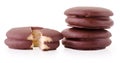 choco pie chocolate biscuits isolated on white Royalty Free Stock Photo