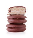 choco pie chocolate biscuits on white Royalty Free Stock Photo