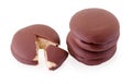choco pie chocolate biscuits on white Royalty Free Stock Photo