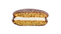 Choco pie chocolate biscuits on white Royalty Free Stock Photo