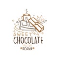 Choco sweets shop hand drawn logo template design Royalty Free Stock Photo