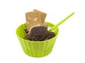 Chocolat ice-cream in a cup with a spoon Royalty Free Stock Photo