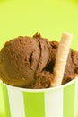 Chocolat ice cream with wafer Royalty Free Stock Photo