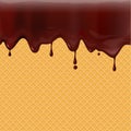 Dripping chocolate on waffle texture background Vector illustration Royalty Free Stock Photo