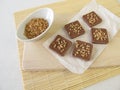 Chocolate with almond brittle