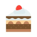 Chocolate almond cake vector illustration, flat style icon