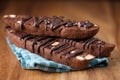 Chocolate Almond Italian Biscotti on Wood Background