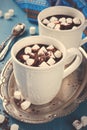 Chocolate almond milk with marshmallow Royalty Free Stock Photo