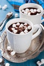 Chocolate almond milk with marshmallow Royalty Free Stock Photo