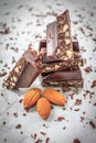 Chocolate with almonds nuts Royalty Free Stock Photo