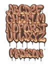 Chocolate alphabet set liquid font style.