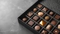 Chocolate assortment for gourmets on marble surface Royalty Free Stock Photo