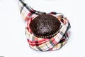 Chocolate babana cup cake isolate on white background