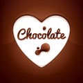Chocolate background. Heart-shaped space.