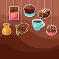 Chocolate background with various tasty sweets and Royalty Free Stock Photo