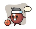 Chocolate ball cartoon is playing basketball