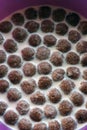 Chocolate balls. Chocolate serials. Kids healthy breakfast.