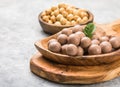 Chocolate balls filled with hazelnuts on a white background Royalty Free Stock Photo