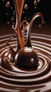 chocolate balls and melted chocolate splashes