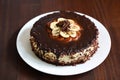 Chocolate and banana cheesecake with ganache