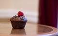 Chocolate Banana Muffin with raspberry Royalty Free Stock Photo