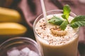 Chocolate banana smoothie closeup Royalty Free Stock Photo