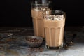 Chocolate banana smoothie with cocoa nibs Royalty Free Stock Photo