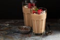 Chocolate banana smoothie with cocoa nibs Royalty Free Stock Photo