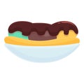 Chocolate banana split icon cartoon vector. Food sundae