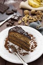 Chocolate banana and walnut cake