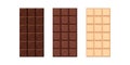 Chocolate Bar Blank - Milk, White and Dark. Vector illustration for Packaging blank or Other Royalty Free Stock Photo