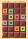 Chocolate bar candy shop promo poster Royalty Free Stock Photo