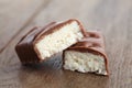 Chocolate bar with coconut filling