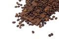 Chocolate bar and coffee beans Royalty Free Stock Photo