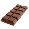 A chocolate bar composed of rectangular segments, lying on a white background. The Royalty Free Stock Photo