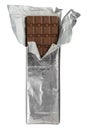 Chocolate bar in foil wrapper Royalty Free Stock Photo