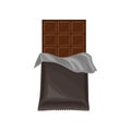 Chocolate bar in grey polyethylene wrap, delicious dessert vector Illustration on a white background Royalty Free Stock Photo