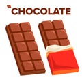 Chocolate Bar Icon Vector. Dark Opened Taste Bar. Isolated Flat Cartoon Illustration Royalty Free Stock Photo