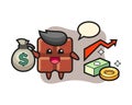 Chocolate bar illustration cartoon holding money sack Royalty Free Stock Photo