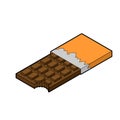 Chocolate bar isometric. Sweetness Vector illustration. Food Royalty Free Stock Photo