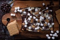 Chocolate bar with marshmallows Royalty Free Stock Photo