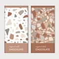 Chocolate bar packaging. Trendy template with abstract patterns in brown colors. Vector design