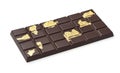 Chocolate bar with pieces of edible gold leaf Royalty Free Stock Photo
